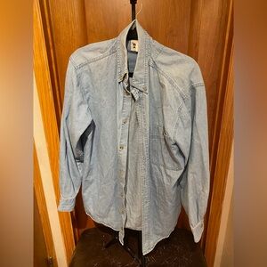 Wrangler Light Blue Denim Button Up Shirt